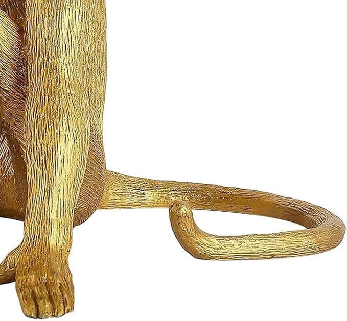 Vintage Monkey Table Lamp, 13.3 x 12.5 Inch Retro Resin Monkey Tabletop Light E26 Desk Lamp for Dining Living Room Bedroom Bar Cafe (Gold - Table Lamp)