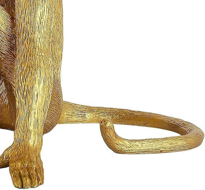 Vintage Monkey Table Lamp, 13.3 x 12.5 Inch Retro Resin Monkey Tabletop Light E26 Desk Lamp for Dining Living Room Bedroom Bar Cafe (Gold - Table Lamp)