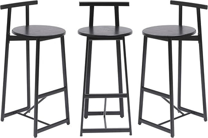 Kitchen Island Bar Chairs Set of 3 Metal Counter Barstools with Backrest for Dining Pub Room