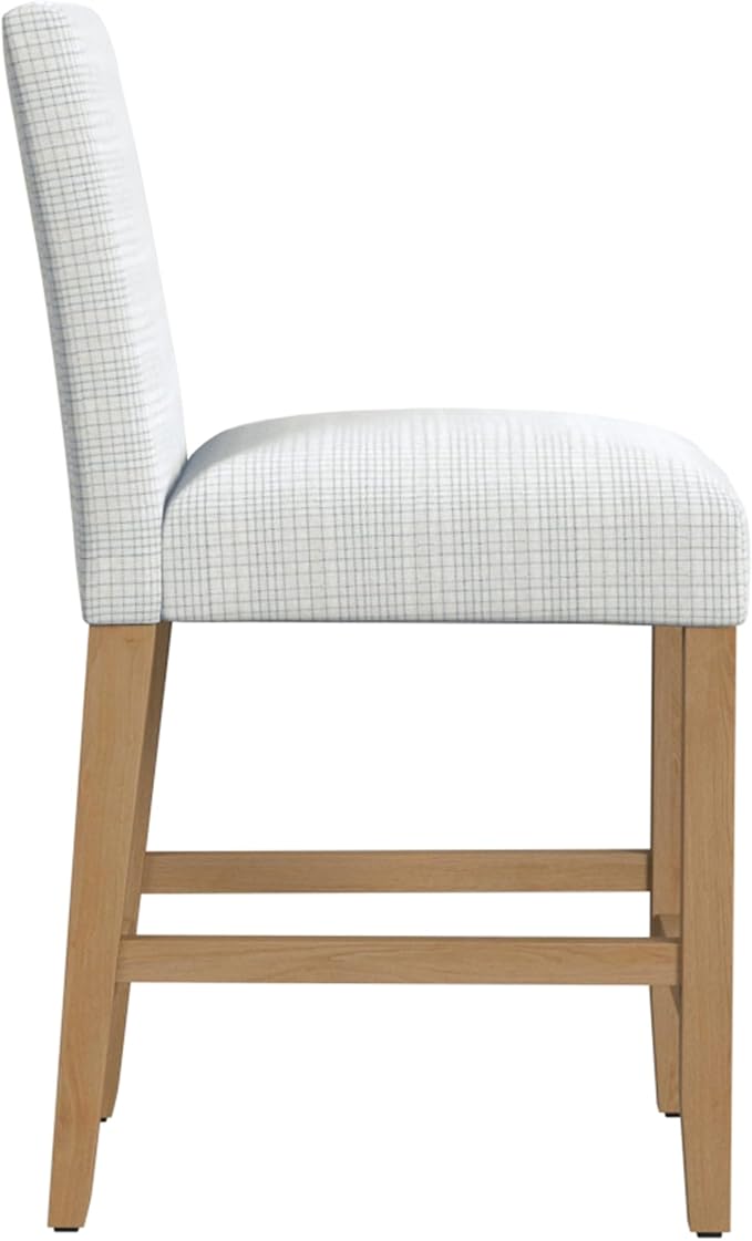 Homepop Home Decor | Classic Counter Height Bar Stools | 24 Inch Bar Stools | Decorative Home Furniture, Cream Mini Grid Pattern