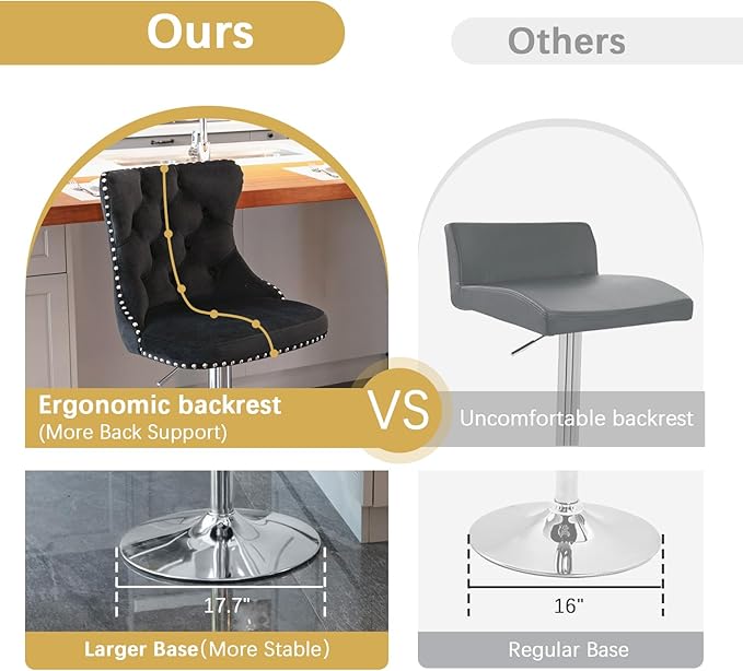 yeag 31.5'' Modern Luxury Glass Bar Table Set for 4, Round Pub Table Cocktail Table and 4 Adjustable Velvet Swivel Barstools Island Chairs for Bistro (Silver Metal Legs, Clear Top + Black Chair)
