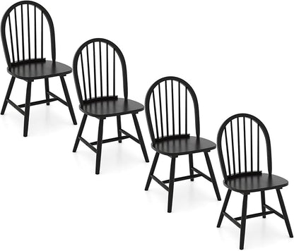 Safeplus 18" Oak Dining Chairs Set of 4, Wood Windsor Chair with Spindle Back for Country Farmhouse Kitchen Island