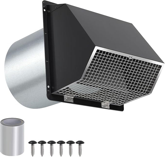 5 Inch Hooded Wall Vent with Screen and Damper,5"Exhaust Vent Dryer Vent Cover Outside,5" Vent Cover Exterior Wall Vent Cap for Kitchen Range Hood Vent Dryer Air Vent Bathroom Exhaust,Galvanized Steel