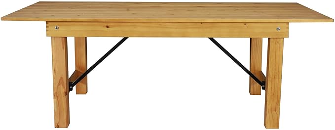 Flash Furniture HERCULES 7' x 40" Rectangular Antique Rustic Solid Pine Folding Farm Table, Light Natural