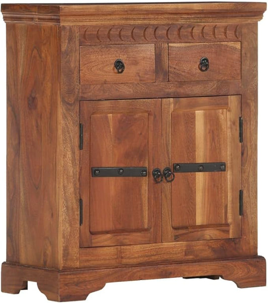 Acacia Wood Sideboard 11.8"x24.8"x29.5", 2 Drawer 2 Door Buffet Console for Living/Dining/Kitchen