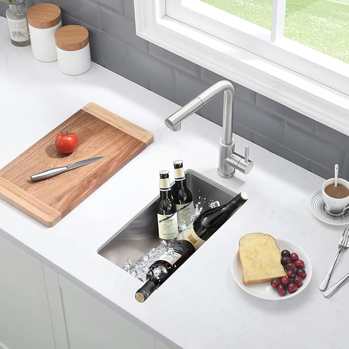 10 Inch Bar Sink Undermount-VASOYO 10x18 Small Kitchen Sink Undermount Wet Bar Sinks 16 Gauge Stainless Steel Single Bowl Small Rv Sinks Outdoor Basin with Bottom Grid