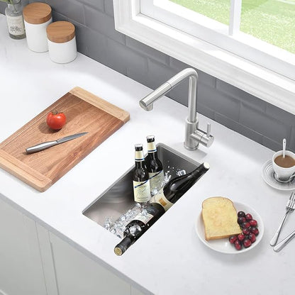 10 Inch Bar Sink Undermount-VASOYO 10x18 Small Kitchen Sink Undermount Wet Bar Sinks 16 Gauge Stainless Steel Single Bowl Small Rv Sinks Outdoor Basin with Bottom Grid