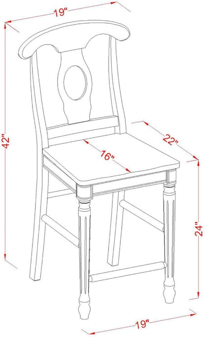 East West Furniture KES-BLK-W Kenley Counter Height Barstools - Napoleon Back Wood Seat Chairs, Set of 2, Black & Cherry