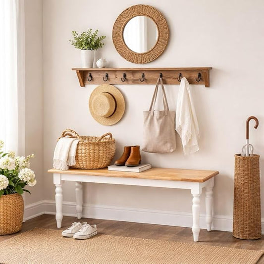 Boraam Windsor Farmhouse Dining Bench - Cream/Natural