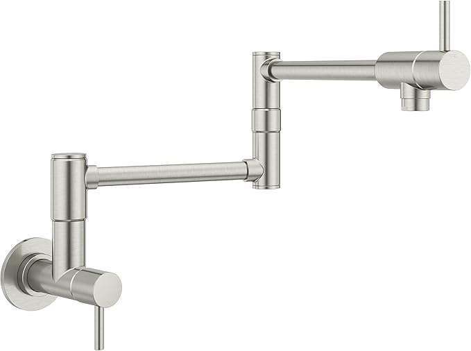 Pfister Lita Pot Filler Kitchen Faucet, 2-Handle, Wall Mounted, Single Hole, Stainless Steel Finish, GT533PFS