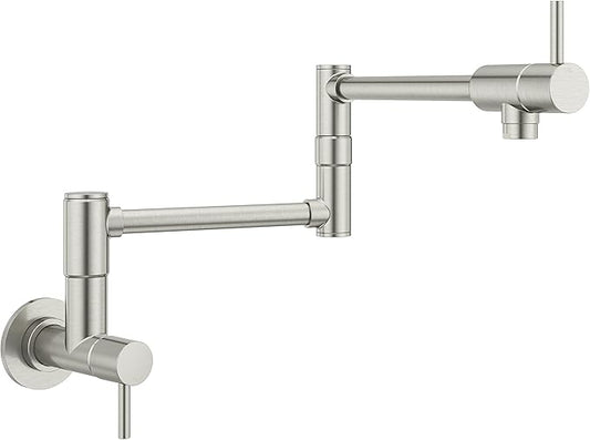 Pfister Lita Pot Filler Kitchen Faucet, 2-Handle, Wall Mounted, Single Hole, Stainless Steel Finish, GT533PFS
