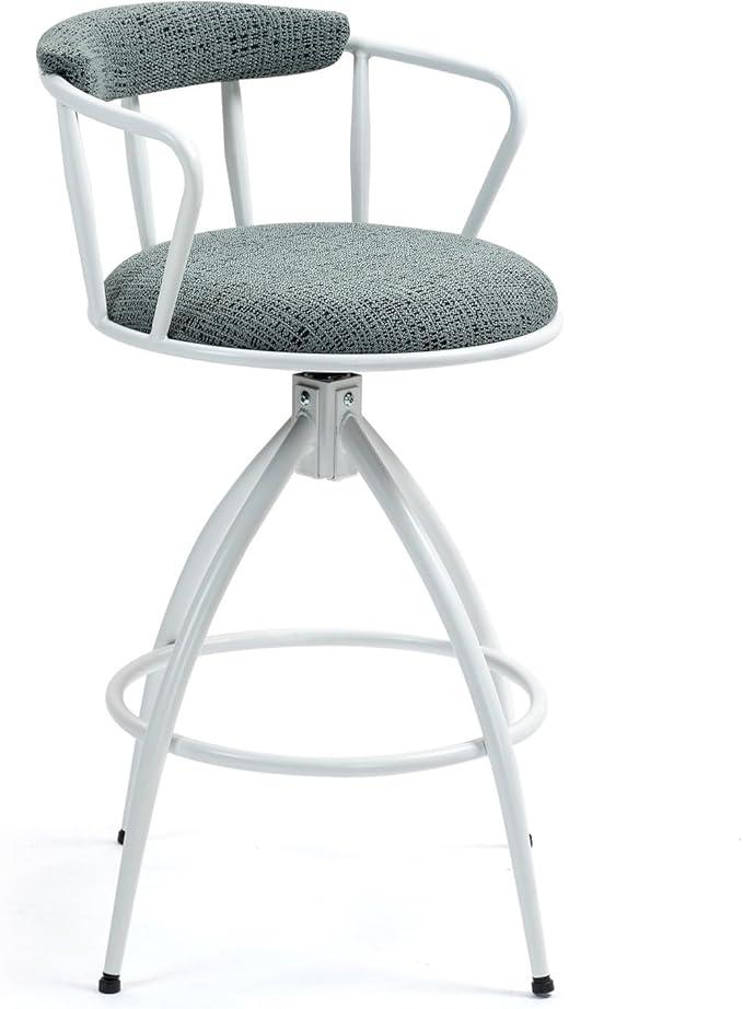 26'' Swivel Counter Height Bar Stool, Set of 2- Fabric Seat with Water Transfer Printed Metal Frame, Modern Industrial Design Bar Chairs for Kitchen Island, Dining Room,for Living Room