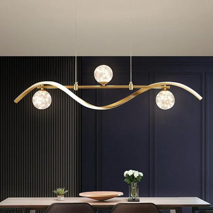 LED Linear Kitchen Island Light Fixtures, Modern Dimmable Dining Room Light Fixture 4-Light