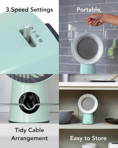 AirHood Wired Range Hood | Portable Kitchen Exhaust Fan with 2 Activated Charcoal Air Filter & Stainless-steel Oil Filter | Easy to Clean - Ideal for Indoor Cooktop Use (Mint Green)