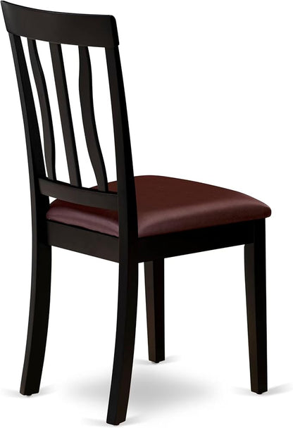 East West Furniture ANTI5-BLK-LC 5 Piece Dining Table Set for 4 Includes a Round Kitchen Table with Pedestal and 4 Faux Leather Upholstered Dinette Chairs, 36x36 Inch, Black & Cherry