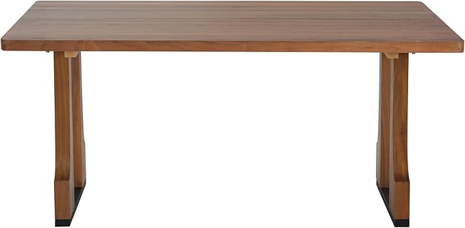 BROVAVE 63" Scratch-Resistant MDF Island Table, Rustic Dining Table with Farmhouse Pedestal, Mid Century Dining Table with Easy Cleaning for Kitchens & Apartments, Walnut