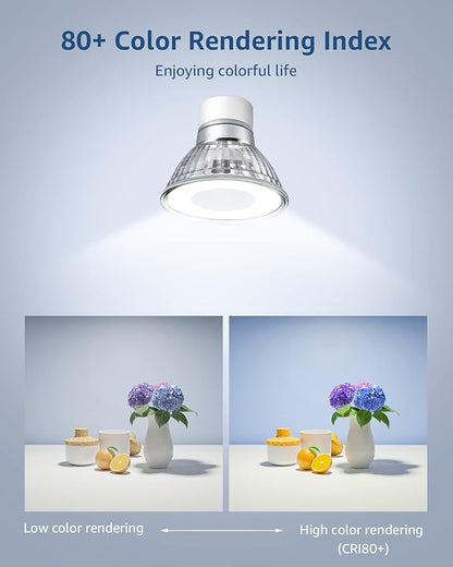 Lepro GU10 LED Light Bulbs Non-Dimmable, 5000K Daylight White GU10 Bulb Replacement for Recessed Track Lighting, 4W LED Bulbs with 100°Flood Beam for Kitchen, Range Hood, Living Room, Bedroom, 3 Pack