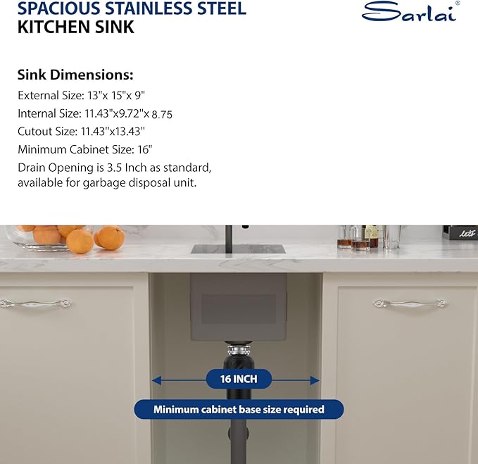 Sarlai Black Undermount Bar Sink With Foldable Faucet - 13x15 Inch Outdoor Black Kitchen Sink RV Workstation 16 Gauge Stainless Steel Single Bowl Handmade Outdoor BBQ Sinks with Lid