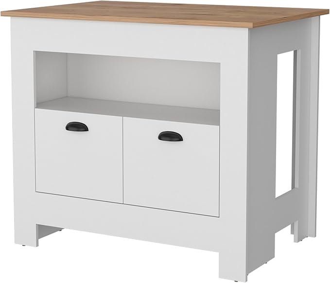 GOWE Theba Kitchen Island, Whit 2 Doors, 3 Shelves
