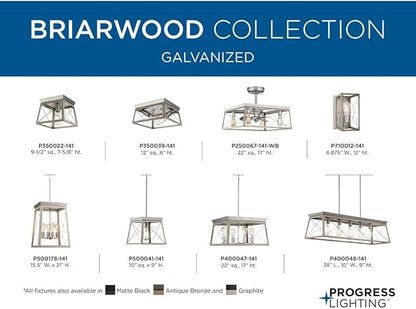 Progress Lighting Briarwood Collection 21 in. 4-Light Galvanized Farmhouse Foyer Chandelier with Painted Bleached Oak