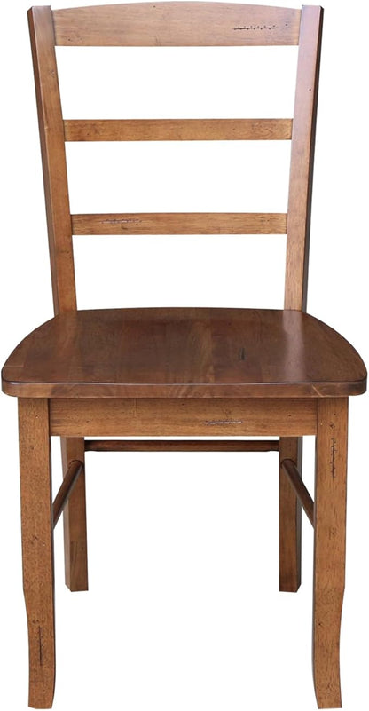 IC INTERNATIONAL CONCEPTS Set of 2 Solid Wood Madrid Ladderback Chairs in Distressed Oak