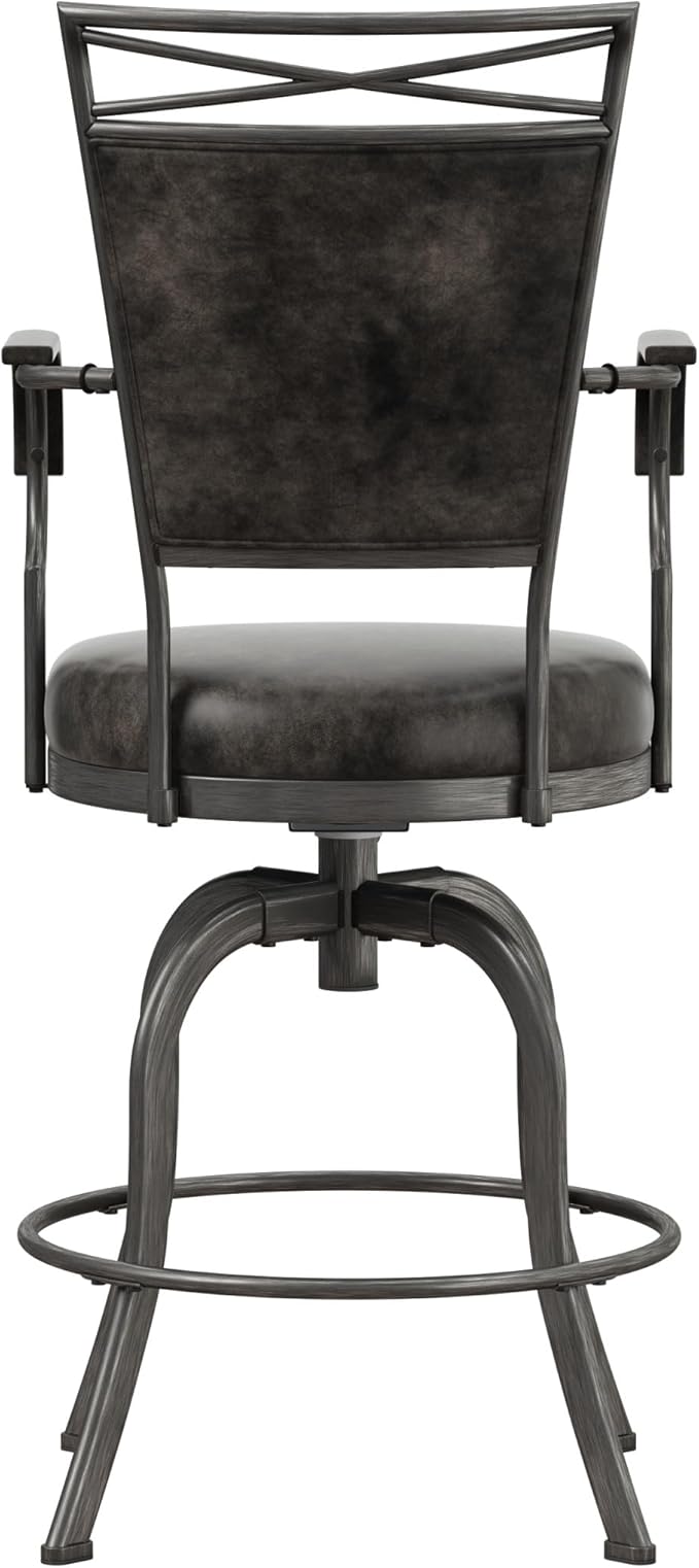 Hillsdale Bridgetown Metal Counter Height Swivel Stool, Pewter