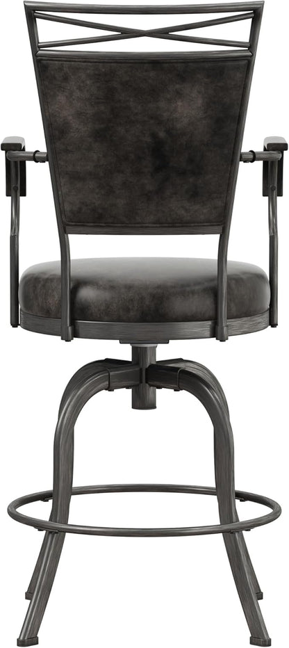 Hillsdale Bridgetown Metal Counter Height Swivel Stool, Pewter