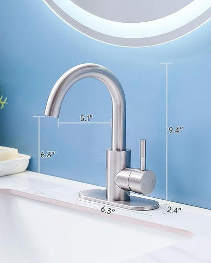 Fransiton Bathroom Faucets, Bar Sink Faucet Single Hole for Bathroom Kitchen Campers with Pop-Up Drain Hose, Suitable for Farmhouse Vanity Lavatory