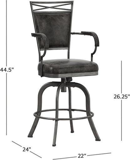 Hillsdale Bridgetown Metal Counter Height Swivel Stool, Pewter