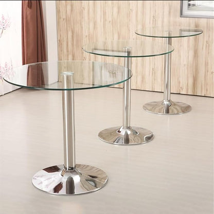 31.2” Round Glass Top Pedestal Table Glass Kitchen Dining Table, Modern Circular 2-4 Seat Breakfast Bistro Table for Dining Room, Living Room, Cafe