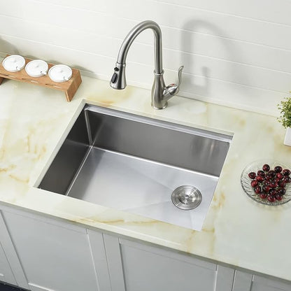 25 inch Undermount Kitchen Sink Workstation 16 Gauge Stainless Steel Single Bowl Kitchen Sink with Offset Drain