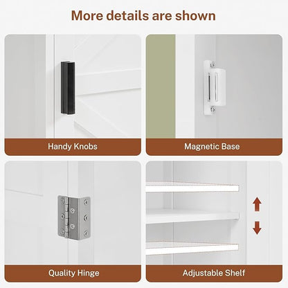 TEENFON 67" H Tall Storage Cabinet with 2 Doors, Bathroom Storage Cabinet, Kitchen Pantry Cabinets for Living Room, Dining Room, Bathroom, White