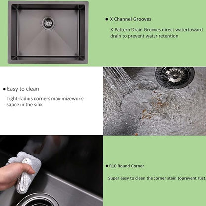 Stainless Steel Undermount Laundry Sink Black -Wesliv 23x18x12 Stainless Steel Undermount Utility Sink Matte Black 16 Gauge Single Bowl Laundry Room Sinks Outdoor Utility Sink