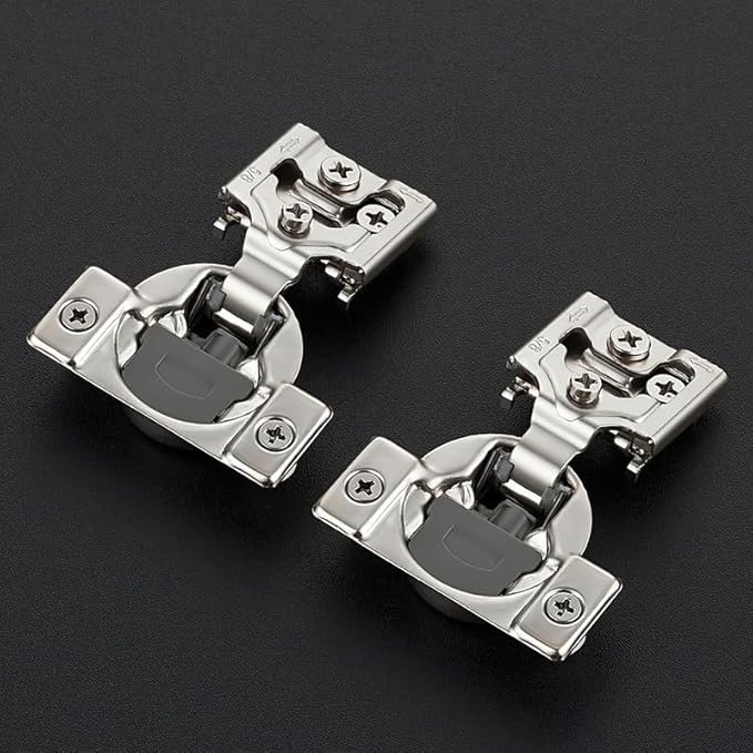 Ravinte 50 Pack 25 Pairs 5/8 inch Overlay Soft Close Hidden Door Hinge for Kitchen Cabinet Stainless Steel Adjustable Satin Nickel Hardware