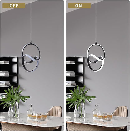 Modern Led Pendant Light 5500K Cold White Kitchen Island Pendant Light Fixtures Adjustable Height Led Pendant Lamp for Kitchen Island Dining Room Hanging Light, 1 Pack (Black)