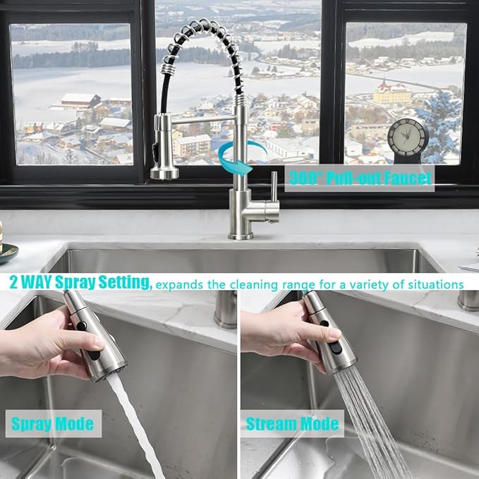 33 Inch Stainless Steel Kitchen Sink with Faucet Combo-iAnomla 33x19 Undermount Kitchen Sink Stainless Steel Deep Single Bowl Under Mount Sinks and Faucet Combo Set