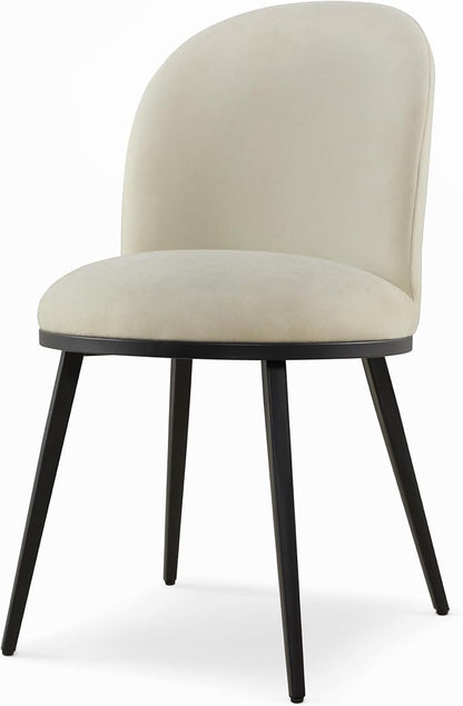 KISLOT Dining Chairs Set of 2, Fabric Upholstered Dining Room Chairs with Ergonomic Backrest & Metal Legs, Modern Kitchen Side Chairs for Home, Restaurant, and Café, Coconut
