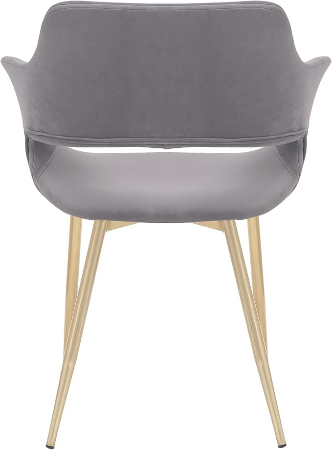 Armen Living Gigi Grey Velvet Dining Room Chair with Gold Metal Legs - Set of 2