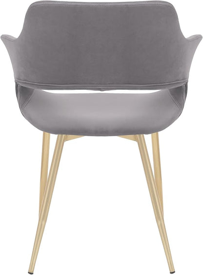 Armen Living Gigi Grey Velvet Dining Room Chair with Gold Metal Legs - Set of 2
