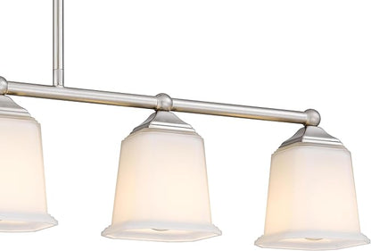 Tawson Nox Vintage 5-Light Chandelier Island Pendant Light with Brushed Nickel White Glass for Dining Room, Kitchen Island, Industrial, Vintage Decor