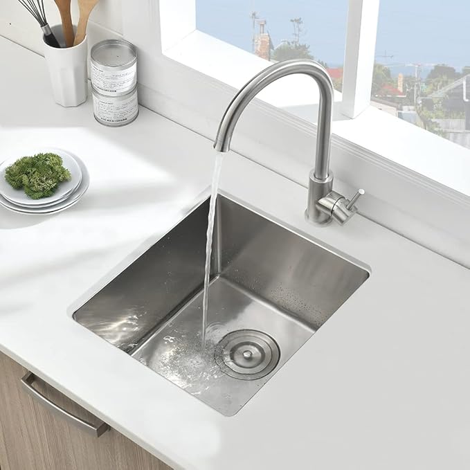 13 x 15 Inch Small Undermount Bar Sink Stainless Steel RV Sink 16 Gauge Single Bowl Wet Bar Kitchen Prep Sink