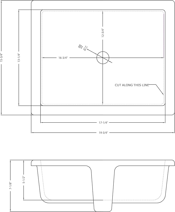 MSI 19.75” (L) x 15.75” (W) x 7.125” (H) Flat Rectangle Porcelain Ceramic Undermount Bathroom Vanity Vessel Sink, White