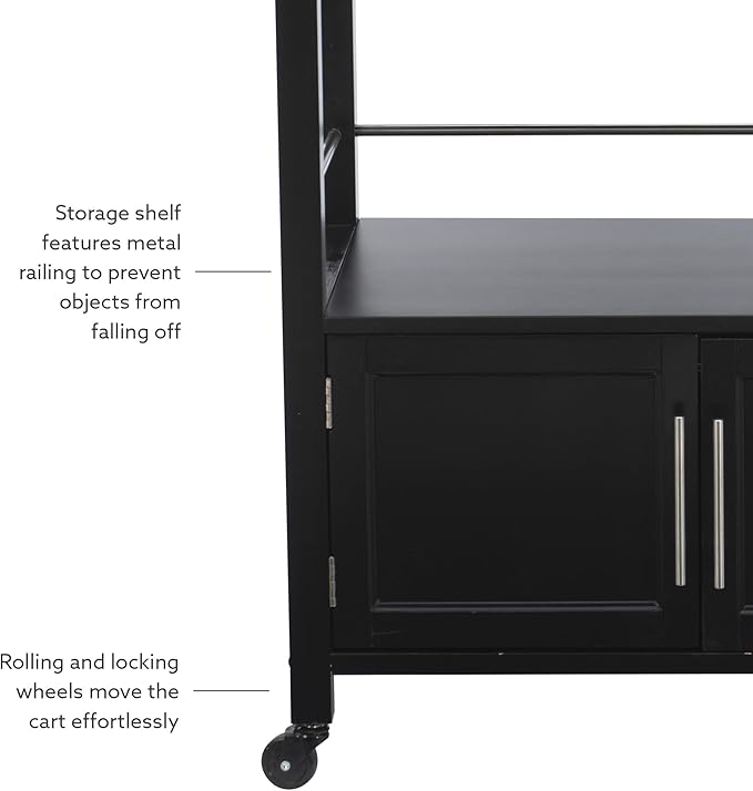 Linon Cameron Granite Top Kitchen Cart, 36.02" x 24.02" x 17.99", Black