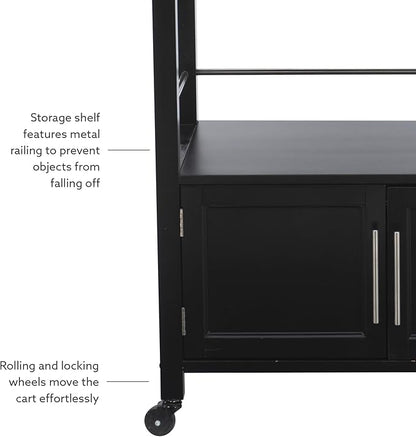 Linon Cameron Granite Top Kitchen Cart, 36.02" x 24.02" x 17.99", Black