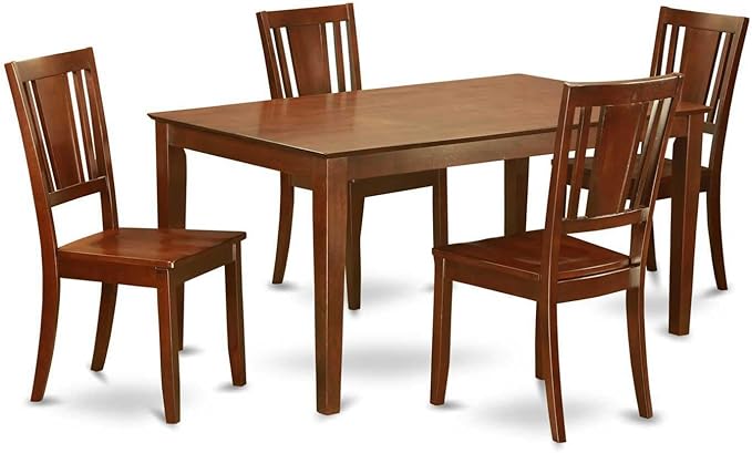 HomeStock 7 Piece Dining Table Set Consist of a Rectangle Dining Room Table and 6 Faux Leather Seat Chairs, 36x60 Inch, Mahogany
