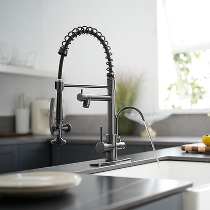 Fapully 3 in 1 Kitchen Faucet with Water Filler and Pull Down Sprayer, Oil Rubbed Bronze Commercial Kitchen Sink Faucet with Drinking Water Faucet for 1 or 3 Hole