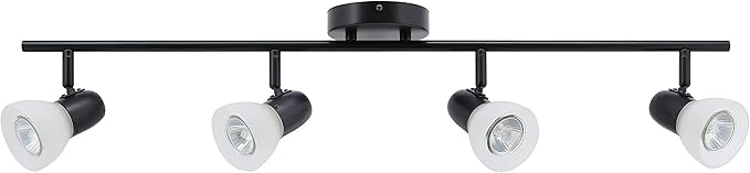 XiNBEi Lighting Track Light, 4 Light Track Bar Lighting with Glass, Modern Black Kitchen Ceiling Light XB-TR1237-4-MB