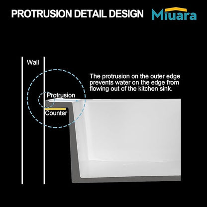 Miuara White Kitchen Sink Drop In 1 Hole 30"x22" - Small Topmount Fireclay Sink 30 Inch, Heavy Duay Deep Single Bowl, with 2 Custom Accessories, Glossy White, for Kitchen & Laundry