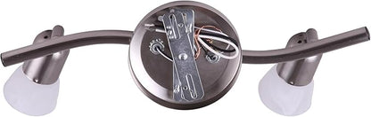 Canarm James 2-Light Track Lighting, Silver Finish, Adjustable Alabaster Glass Shades, 15" Wide Industrial Ceiling Spotlight for Kitchen, Living Room, Hallway