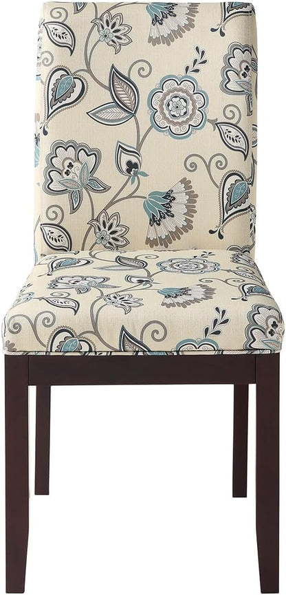 OSP Home Furnishings Dakota Upholstered Parsons Dining Chair with Espresso Finish Wood Legs, Avignon Sky